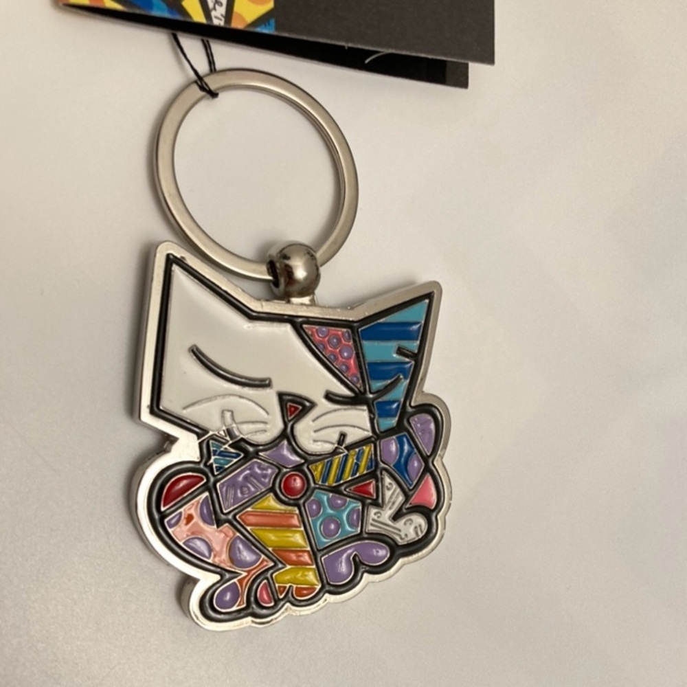 FUNKY Romero Britto pop art rare collectible cat keychain or bag charm, new - Picture 4 of 5